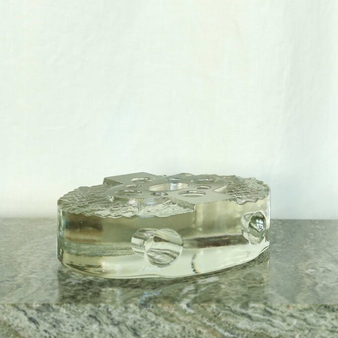 nagumuiste retro vintage kodusisustus klaas kristall küünlaalus küünlajalg Nybro Glasbruk Paul Isling